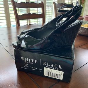 Women’s White House Black Market black Wedges worn once size 8